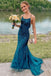 Elegant Spaghetti Strap Sleeveless Mermaid Lace Long Prom Dresses For Party, PG524