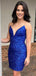 Sexy V-neck Sleeveless Short Mermaid Sequin Homecoming Dresses For Party, PGH154