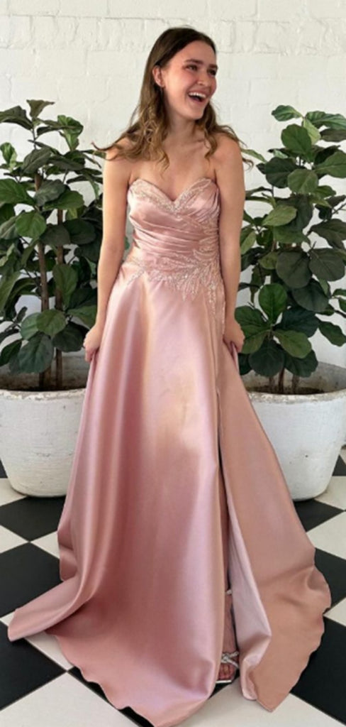 Formal Sweetheart Sleeveless Mermaid Satin Long Prom Dresses For Party, PG702