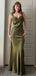 Soft Spaghetti Strap Sleeveless Mermaid Satin Long Prom Dresses For Party, PG588