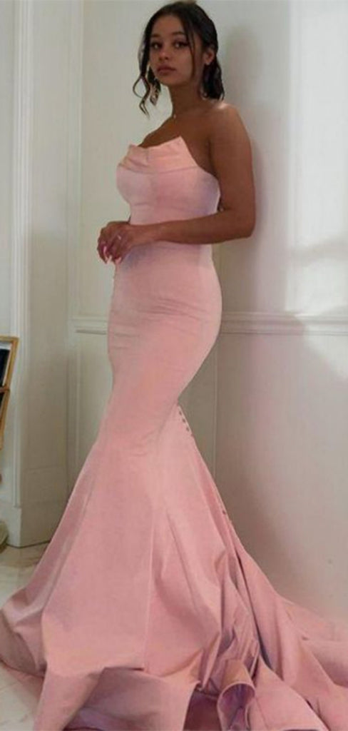 Sexy Sweetheart Sleeveless Mermaid Satin Long Prom Dresses For Party, PG585