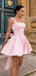 Elegant Square Sleeveless Short A-line Pink Homecoming Dresses For Party, PGH122