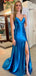 Sexy Spaghetti Strap V-neck Mermaid Sleeveless Prom Dresses With Front Slit For Party, PG162