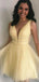 Sexy V-neck Short Sleeveless Tulle A-line Homecoming Dresses For Party, PGH314