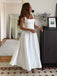 Soft Square Sleeveless A-line Satin Long Prom Dresses For Party, PG406