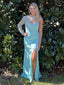 Sexy One shoulder Mermaid With Side Slit Long Prom Dresses For Party, PG86