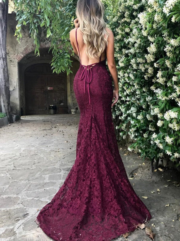 Sexy V-neck Mermaid Long Prom Dresses With Trailing For Wedding Party, PG43