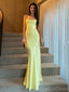 Soft Spaghetti Strap Sleeveless Mermaid Satin Long Prom Dresses For Party, PG669