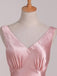 Gorgeous V-neck Sleeveless A-line Pink Prom Dresses For Wedding Party, PG35