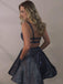 Shiny Spaghetti Strap Sleeveless Sparkly Short A-line Homecoming Dresses, PGH38