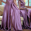 Formal One-shoulder Sleeveless A-line Long Bridesmaid Dresses With Front Split For Wedding Party, PGB13