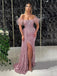 Sexy Off-shoulder Sleeveless Mermaid Sequin Long Prom Dresses For Party, PG684