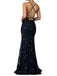 Floral Spaghetti Strap V-neck Sleeveless Mermaid Tulle Long Prom Dresses For Party, PG415