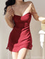 Sexy Spaghetti Strap Sleeveless Mermaid Satin Short Red Homecoming Dresses For Party, PGH406