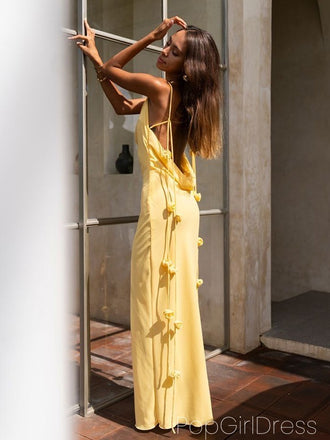 Sexy Spaghetti Strap Sleeveless Mermaid Satin Long Prom Dresses For Party, PG975