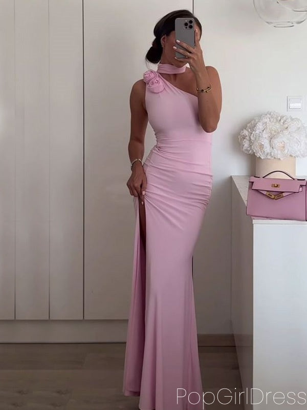 Formal One-shoulder Sleeveless Mermaid Jersey Long Prom Dresses For Party, PG654