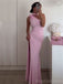 Formal One-shoulder Sleeveless Mermaid Jersey Long Prom Dresses For Party, PG654