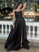 Sexy Spaghetti Strap Sleeveless A-line Satin Long Prom Dresses For Party, PG740