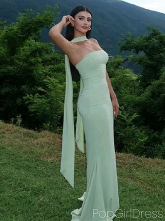 Sexy Sweetheart Sleeveless Mermaid Satin Long Prom Dresses For Party, PG893