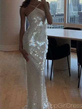 Sexy Halter Sleeveless Mermaid Satin Long Prom Dresses For Party, PG766