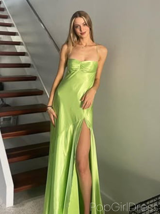 Soft Spaghetti Strap Sleeveless Mermaid Satin Long Prom Dresses For Party, PG716