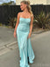 Sexy Spaghetti Strap Sleeveless Mermaid Satin Long Prom Dresses For Party, PG808