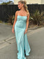 Sexy Spaghetti Strap Sleeveless Mermaid Satin Long Prom Dresses For Party, PG808