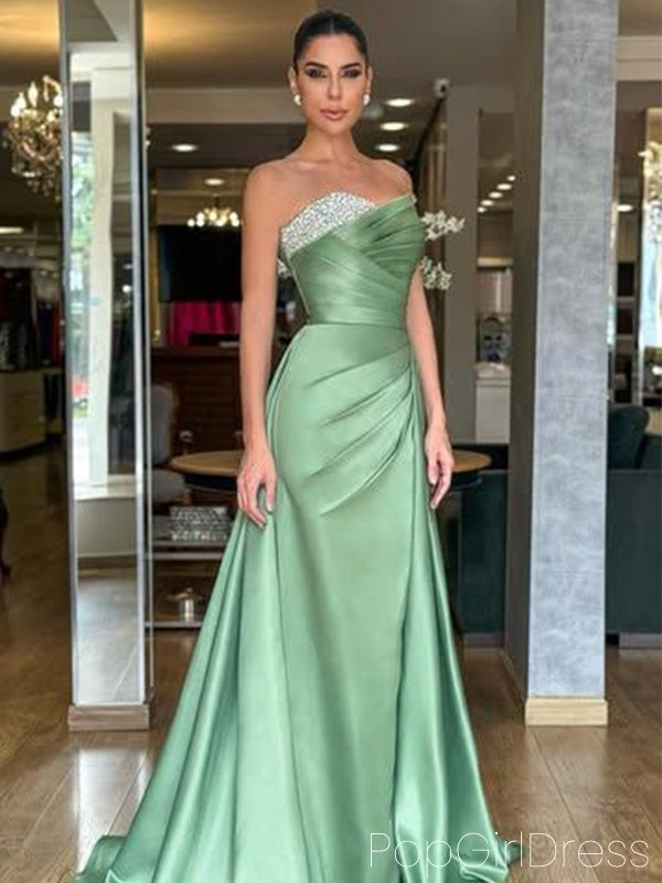 Formal Sweetheart Sleeveless Mermaid Satin Long Prom Dresses For Party, PG822