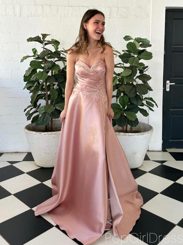 Formal Sweetheart Sleeveless Mermaid Satin Long Prom Dresses For Party, PG702