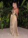 Soft Spaghetti Strap Sleeveless A-line Satin Long Prom Dresses For Party, PG488