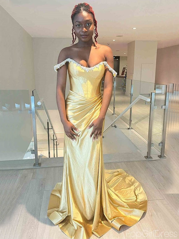 Sexy Off-shoulder Mermaid Sleeveless With Trailing Long Prom Dresses For Party, PG110