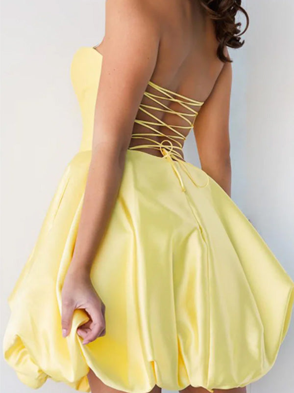 Popular Sweetheart Sleeveless Yellow Short A-line Homecoming Dresses, PGH27