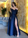 Sexy Off-shoulder Sleeveless mermaid Satin Long Prom Dresses For Party, PG728