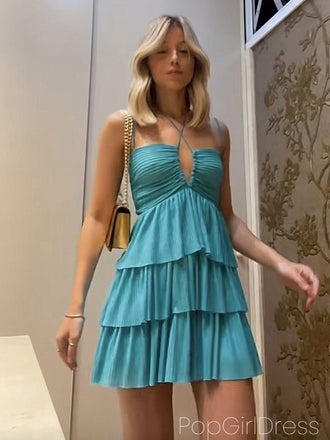 Cute Halter Sleeveless A-line Jersey Homecoming Dresses For Party, PGH489