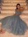 Formal Spaghetti Strap Sleeveless A-line Tulle Long Prom Dresses For Party, PG442