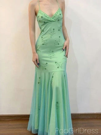 Sexy Spaghetti Strap Sleeveless Mermaid Jersey Long Prom Dresses For Party, PG1013