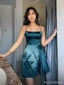 Sexy Spaghetti Strap Sleeveless A-line Satin Short Homecoming Dresses For Party, PGH410