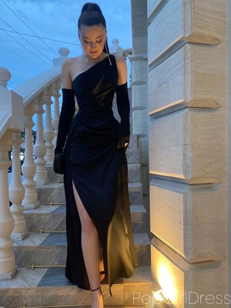 Formal One-shoulder Sleeveless mermaid Satin Long Prom Dresses For Party, PG724