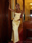 Sexy Spaghetti Strap Sleeveless Mermaid Satin Long Prom Dresses For Party, PG616