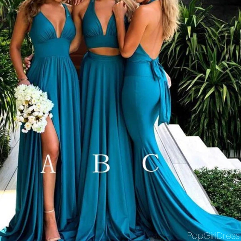 Sexy Mismatched Sleeveless Bridesmaid Dresses With Trailing For Wedding Party, PGB66