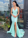 Sexy Halter Strap Mermaid Sleeveless With Front Slit Long Prom Dresses For Party, PG138