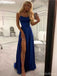 Formal Spaghetti Strap Sleeveless A-line Satin Long Prom Dresses With Trailing For Party, PG362