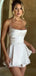 Sexy Spaghetti Strap Sleeveless Short White A-line Homecoming Dresses, PGH29