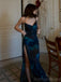 Sexy Spaghetti Strap Sleeveless Mermaid Satin Long Prom Dresses For Party, PG604