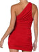 Sexy One-shoulder Sleeveless Red Short Mermaid Homecoming Dresses, PGH21