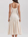 Formal White Scoop Sleeveless Mermaid Satin Long Prom Dresses For Party, PG381