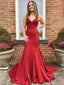 Formal Spaghetti Strap V-neck Mermaid Sleeveless Prom Dresses With Trailing For Party, PG150