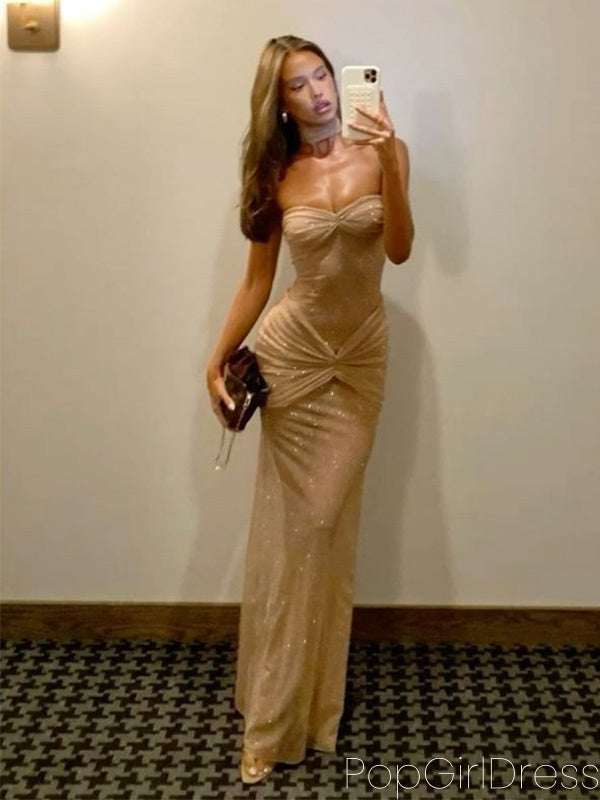 Sexy Sweetheart Sleeveless Mermaid Satin Long Prom Dresses For Party, PG528