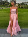 Soft Sweetheart Sleeveless A-line Satin Long Prom Dresses For Party, PG867