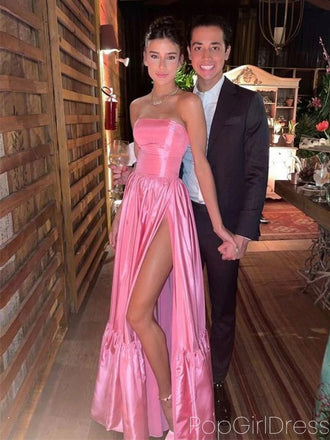 Soft Sweetheart Sleeveless A-line Satin Long Prom Dresses For Party, PG677